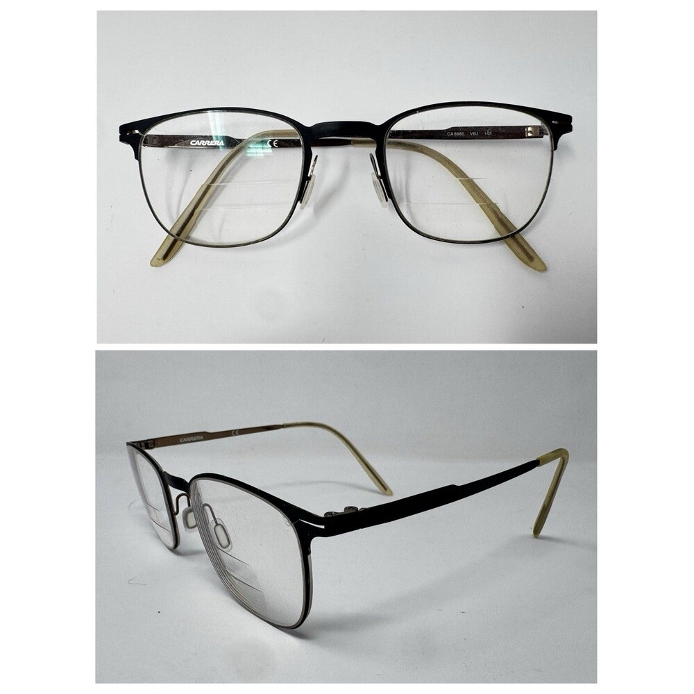 Carrera CA6660 VBJ Black Gold Eyeglass Frames 48-22-145 Authentic
